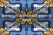 爱游戏app：意甲加时夜压哨套利·王牌推荐